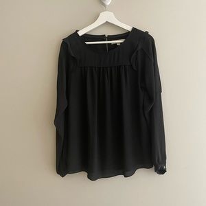 LOFT black blouse with ruffles